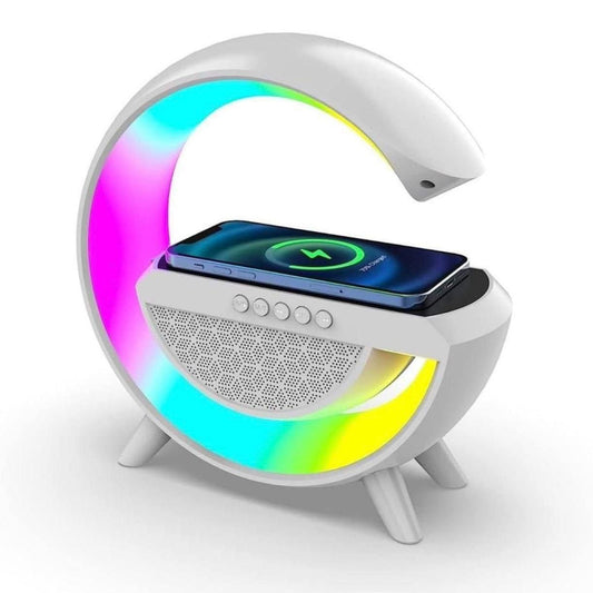 3 IN 1 MULTIFUNCTION G SHAPE LED BLUTOOTH SPEAKER WITH WIRELESD FAST CHARGER